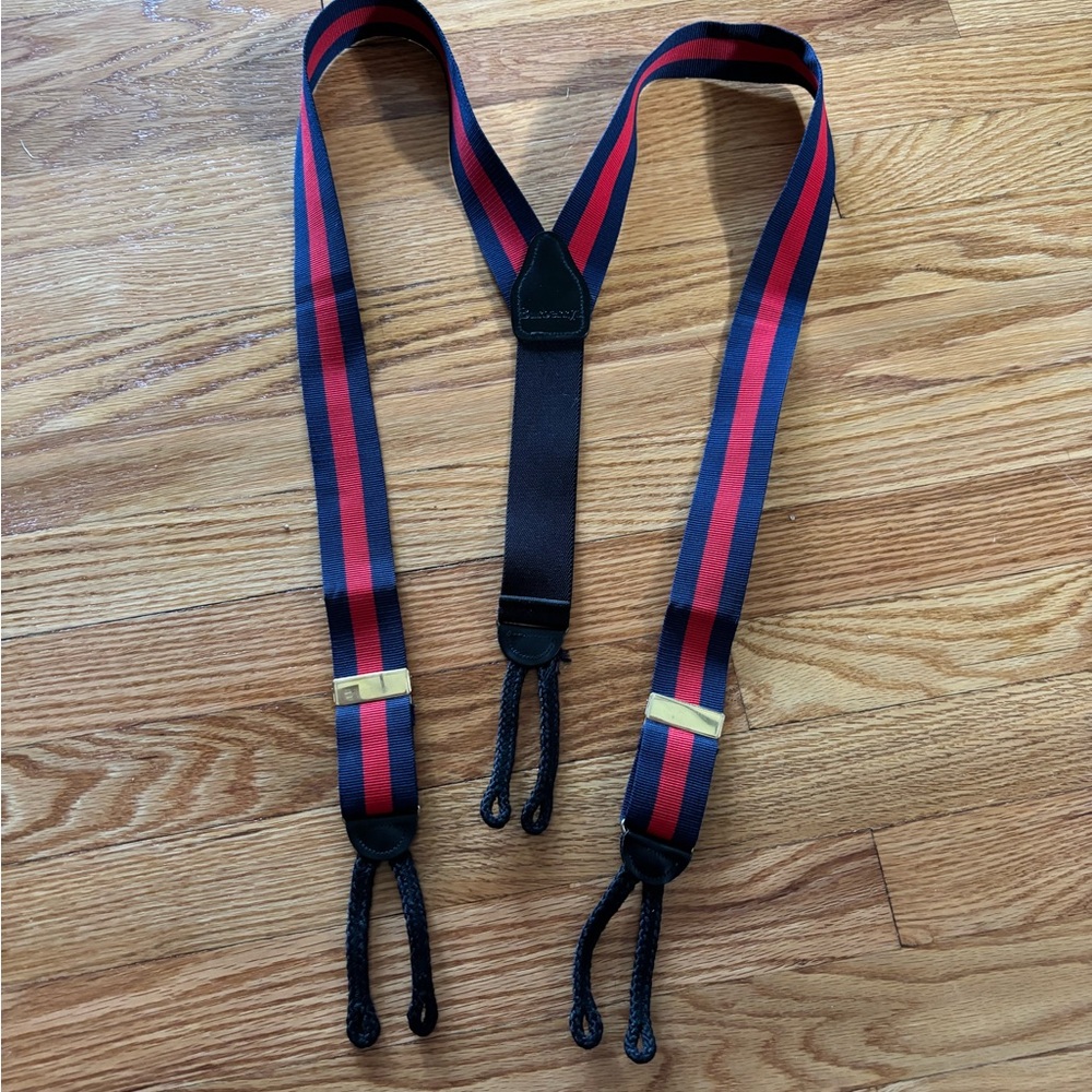 Burberry Red and Blue Men's Suspenders